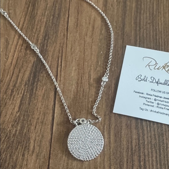 RIVKA FREIDMAN Rhodium Plated CZ Disc Necklace - Picture 6 of 9
